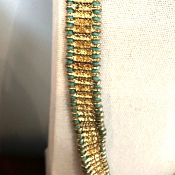 House of Tuhina Made in India Gold Green Necklace Heavy Statement Ethnic Exotic - Picture 6 of 13